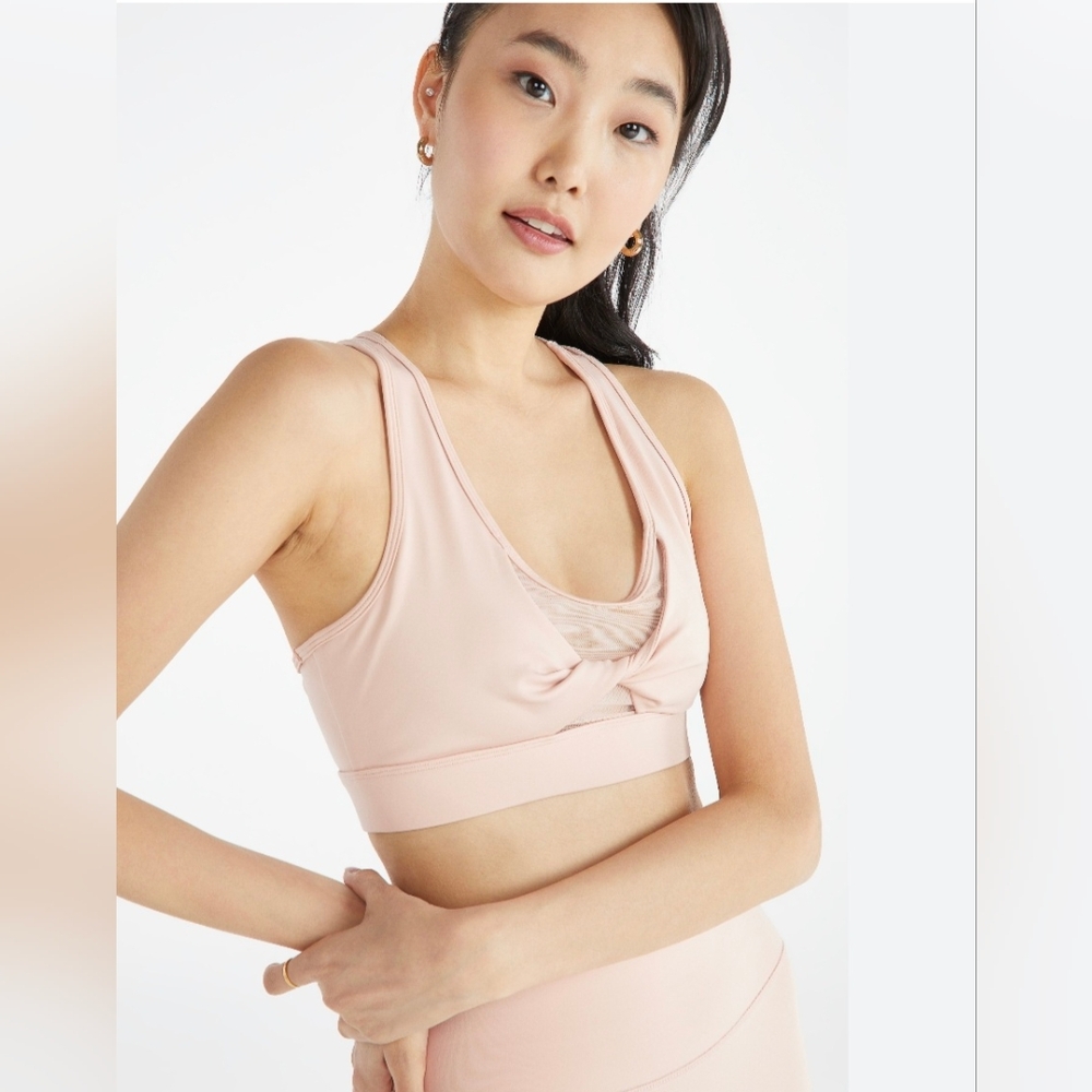 NEW JustFab Women's Mesh Insert Twist Front Bralette/Sports Bra